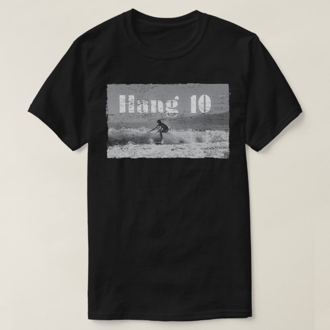 T-shirt Hang 10 Surfer équitation Vague Rétro Perdu (Design devant)