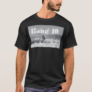 T-shirt Hang 10 Surfer équitation Vague Rétro Perdu