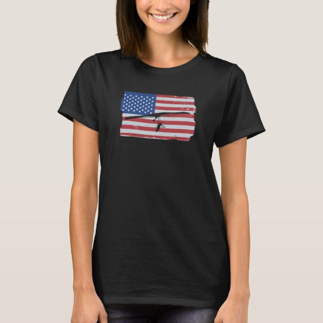 T-shirt Hang Gliding USA Flag Hang Glider (Devant)