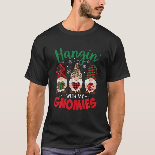 T-shirt Hangin Avec Ma Gnomie Leopard Femmes Noël Gnom (Devant)