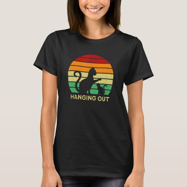 T-shirt Hanging Out Chat Hobby Kitten Pastime Chat Maman (Devant)