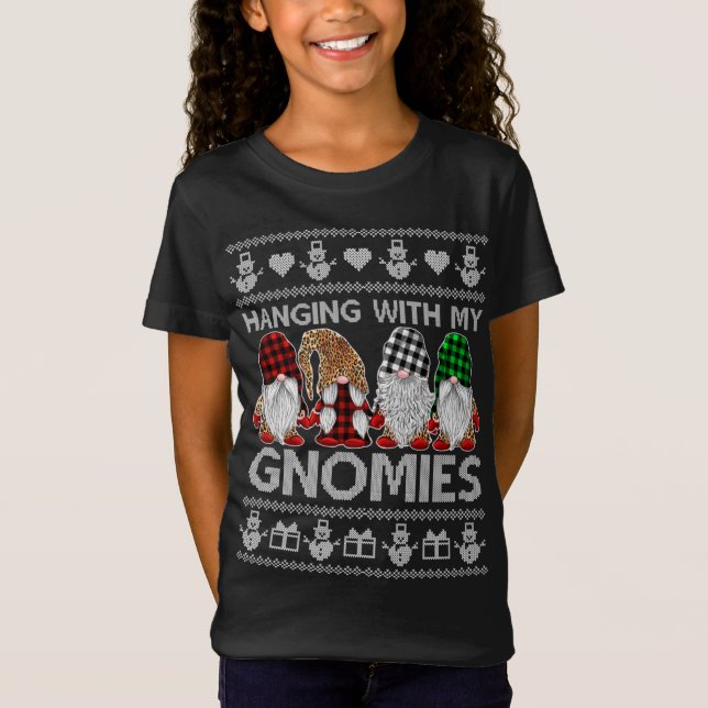 T-Shirt Hanging With My Gnomies Christmas Cute Gnomes Ugly (Devant)