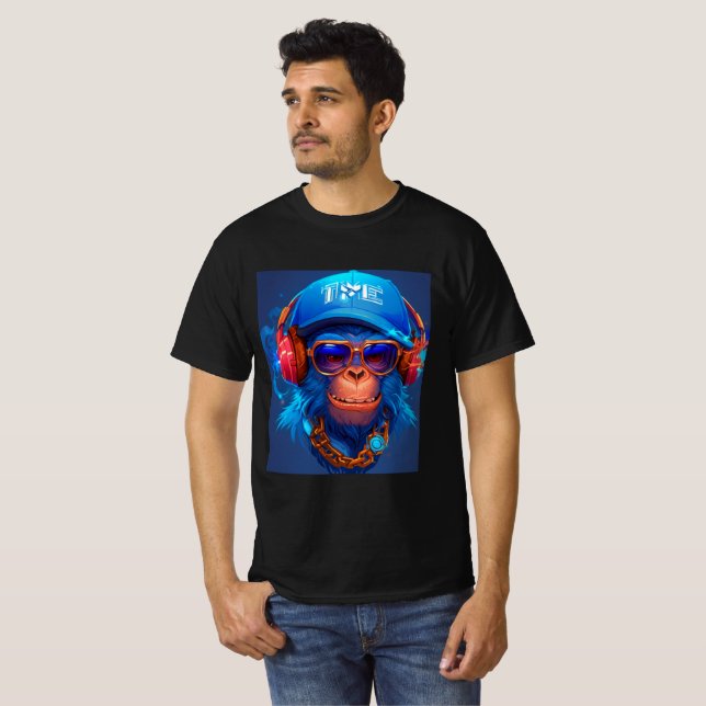 T-shirt Hangout avec singe Cool et casque, goggle (Devant entier)