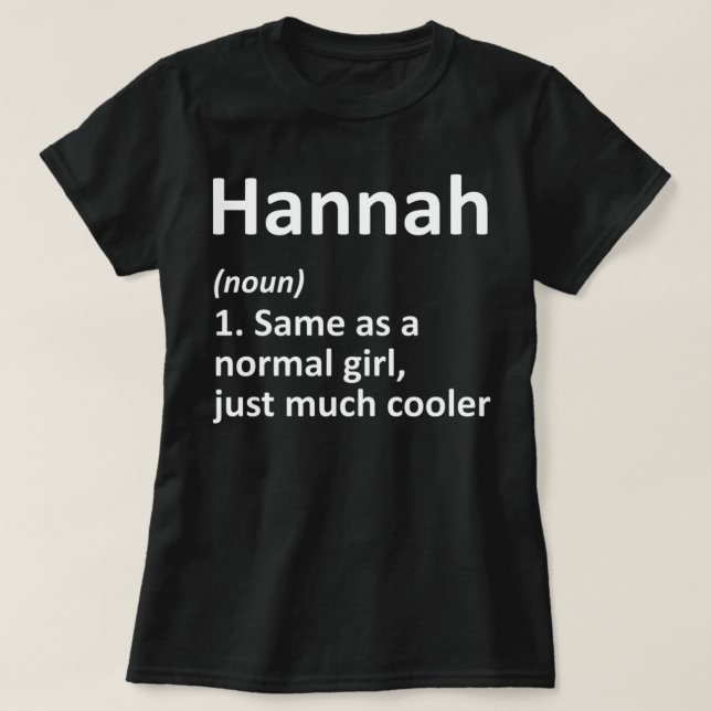 T-shirt HANNAH Définition Nom personnalisé Amusant Anniver (Design devant)