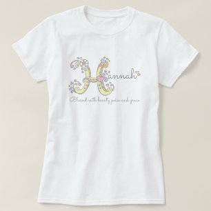 T-shirt Hannah filles nom de la coutume décorative signifi