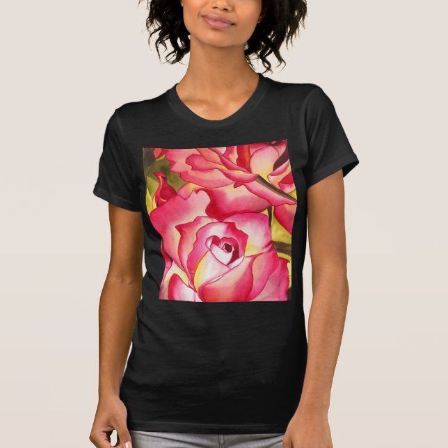 T-shirt Hannah Gordon rose Rose Watercolor art (Devant)