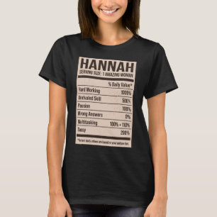 T-shirt Hannah Valeur nutritive Nom Pseudo Alias Titre F