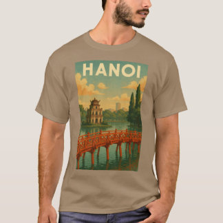T-shirt Hanoi lac Hoan Kiem et pont rouge Vietnam vintage
