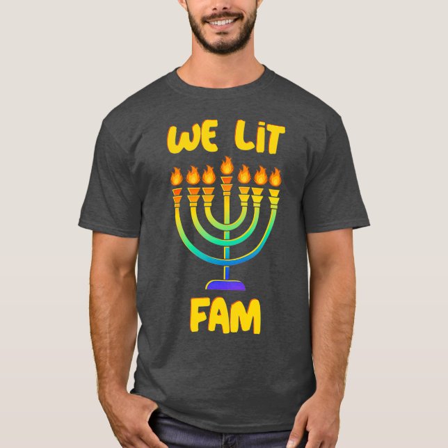 T-shirt Hanoukka Boutique Cadeaux Stuffers Hébreu Menorah (Devant)