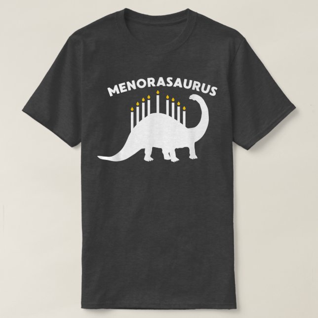 T-shirt Hanoukka Dinosaur Menorasaurus Drôle Juif Bronto (Design devant)