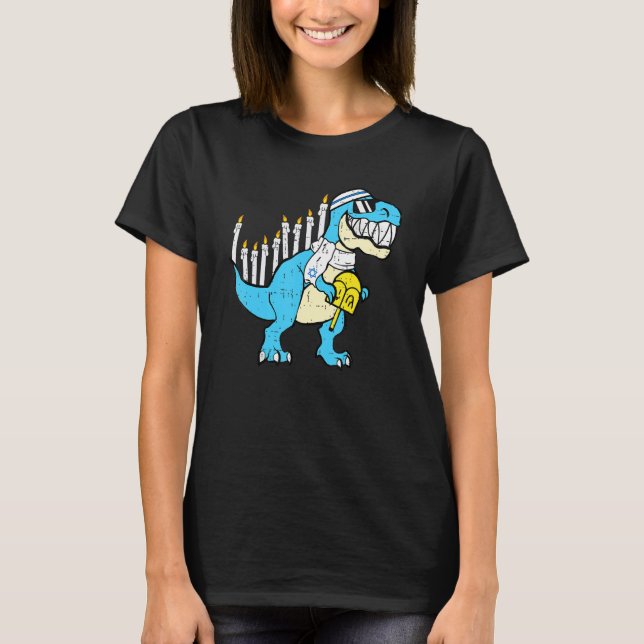T-shirt Hanoukka Dinosaur Menorawr Saurus Rex Chanukah Jui (Devant)