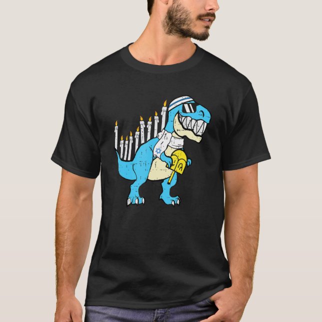 T-shirt Hanoukka Dinosaur Menorawr Saurus Rex Chanukah Jui (Devant)