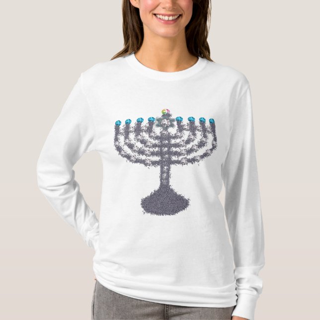 T-shirt Hanoukka glam menorah hanukkiah (Devant)