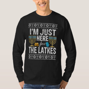 T-shirt Hanoukka Je suis juste ici pour les Latkes juifs