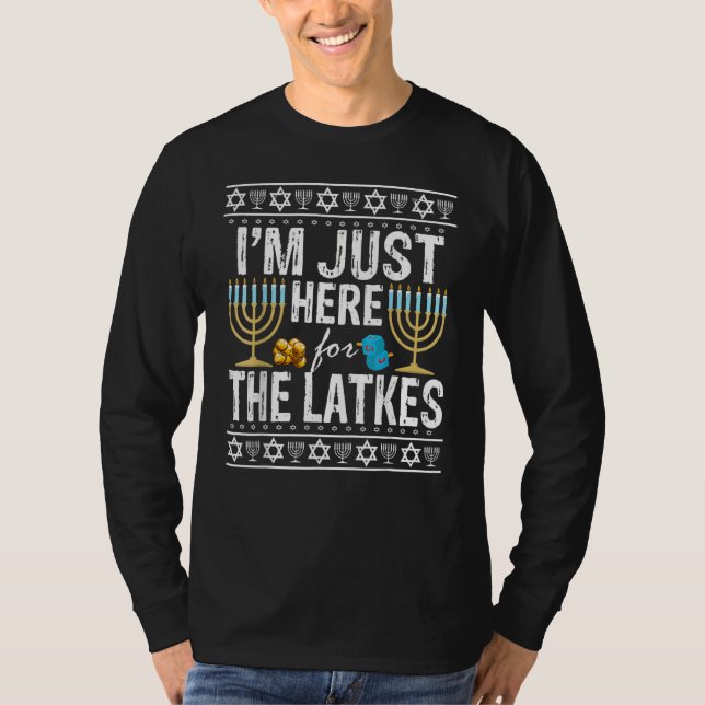 T-shirt Hanoukka Je suis juste ici pour les Latkes juifs (Devant)