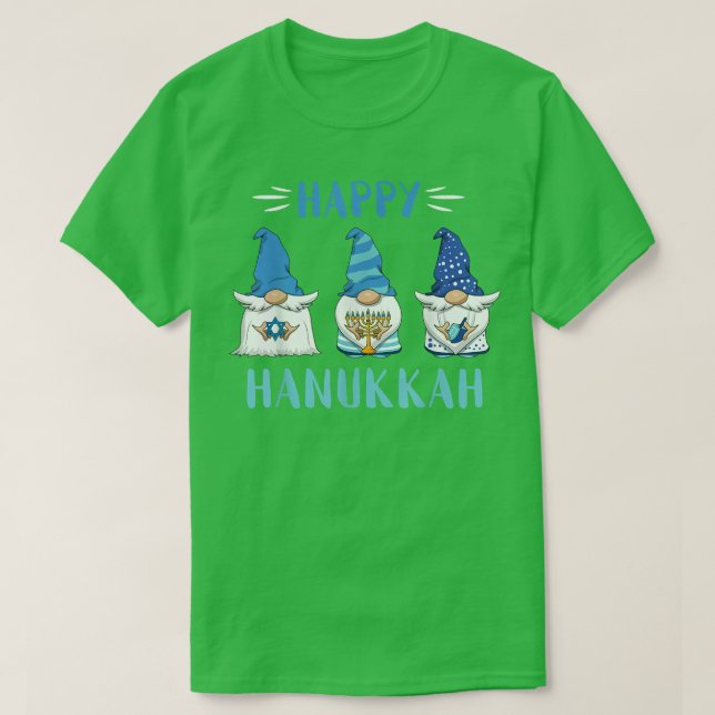 T-shirt Hanoukka juive Gnome Menorah 2021 Bonne Hanoukka (Design devant)