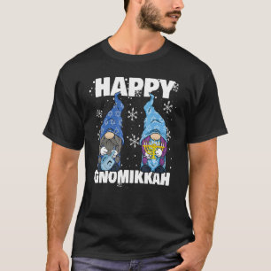 T-shirt Hanoukka juive Menorah Dreidel Gnome Happy Gnomik