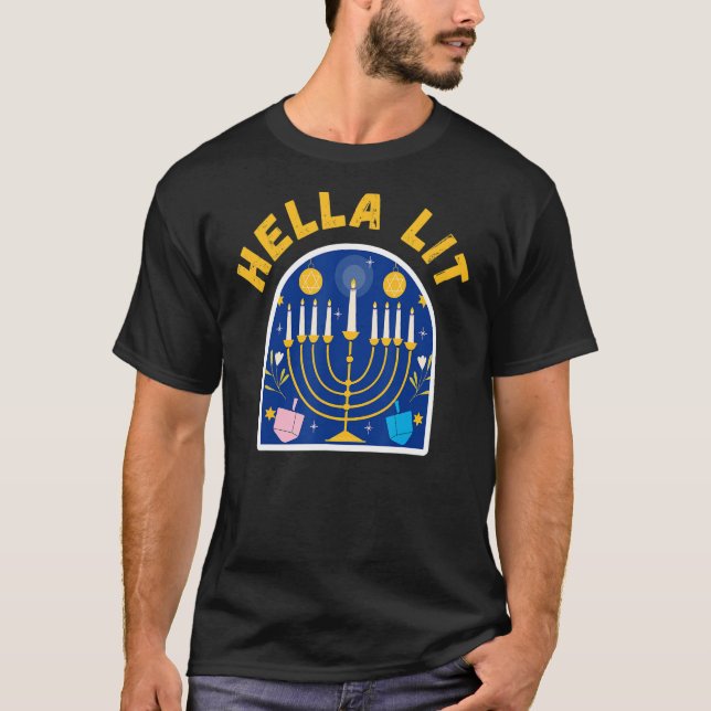 T-SHIRT HANOUKKA LIT MENORAH (Devant)