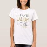 T-shirt Hanoukka "Live Lauder Love a Latke" Gold/Silver To<br><div class="desc">Hanoukka "Live Laugh Love a Latke" Gold/Silver TopChoisissez parmi plus de 155 styles et tailles de chemises pour ce design.Modèle: Haut de la page Cercle de fleurs Bella Canvas pour femmesSentez le flux dans le col ouvert Bella Flowy top.Sexy et décontracté, ce t-shirt fera se tourner plusieurs têtes. Tissu et...</div>