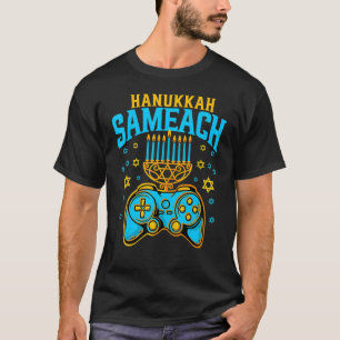 T-shirt Hanoukka Menorah Gamer Jeux Vidéo Chanukah Jewis