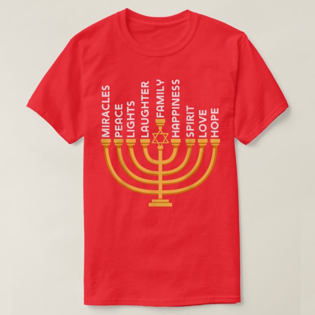 T-shirt Hanoukka Menorah Lumière Juive Spirituelle Amour F (Design devant)