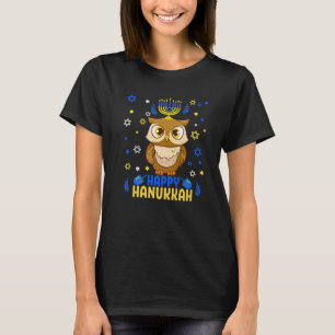 T-shirt Hanoukka Menorah Owl Funny Chanukah cadeau juif