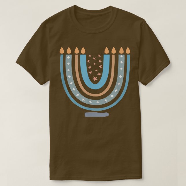 T-shirt Hanoukka Menorah Rainbow Candle Light Hanoukka Cel (Design devant)