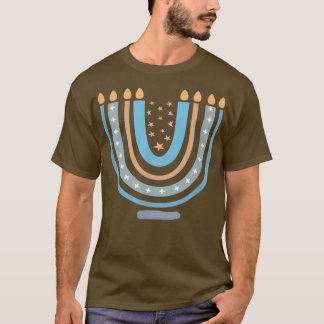 T-shirt Hanoukka Menorah Rainbow Candle Light Hanoukka Cel