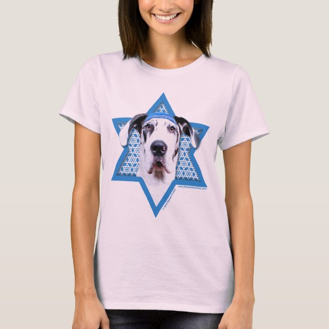 T-shirt Hanoukka Star of David - Great Dane - Arlequin (Devant)