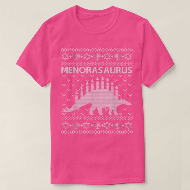 T-shirt Hanoukka Sweater Juif Dinosaur Menorah Meno (Design devant)