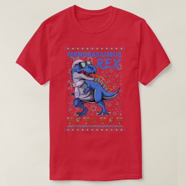 T-shirt Hanoukka TRe Menorasaurus Re Dinosaur Funny Menora (Design devant)