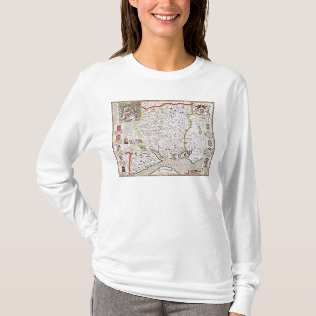 T-shirt Hantshire, gravé par Jodocus Hondius (Devant)