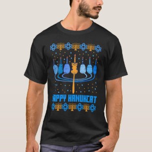 T-shirt Hanukcat Joyeux Vilain Chat Hanukkah Chanukah Juif