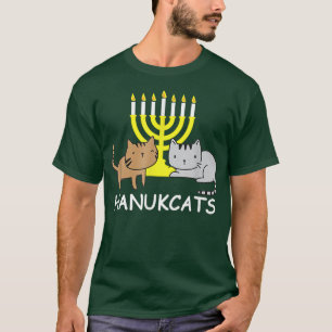 T-shirt Hanukcats Funny Hanoukka Gift Cute Kawaii Cat