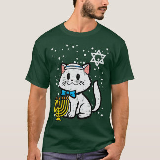 T-shirt Hanukkah Cat Cute Chanukah Jewish Women Girls oddl