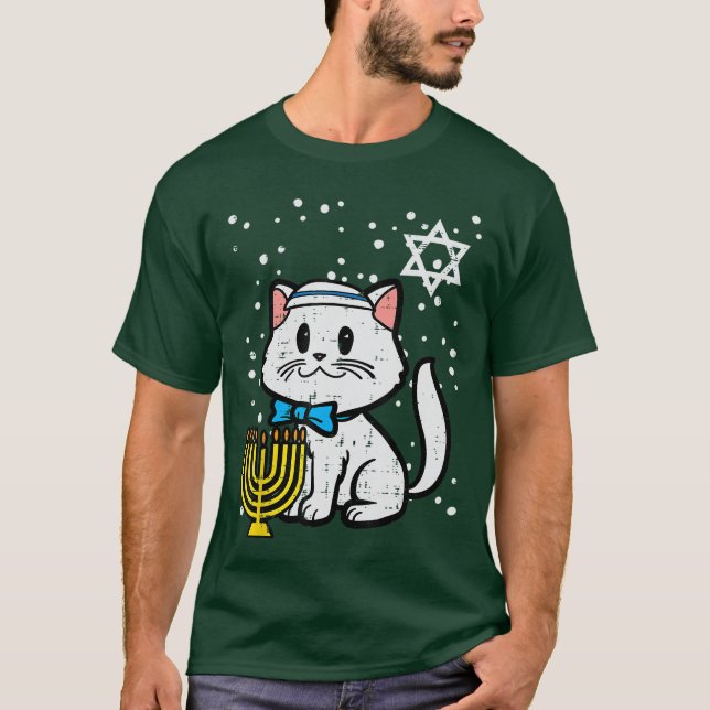 T-shirt Hanukkah Cat Cute Chanukah Jewish Women Girls oddl (Devant)