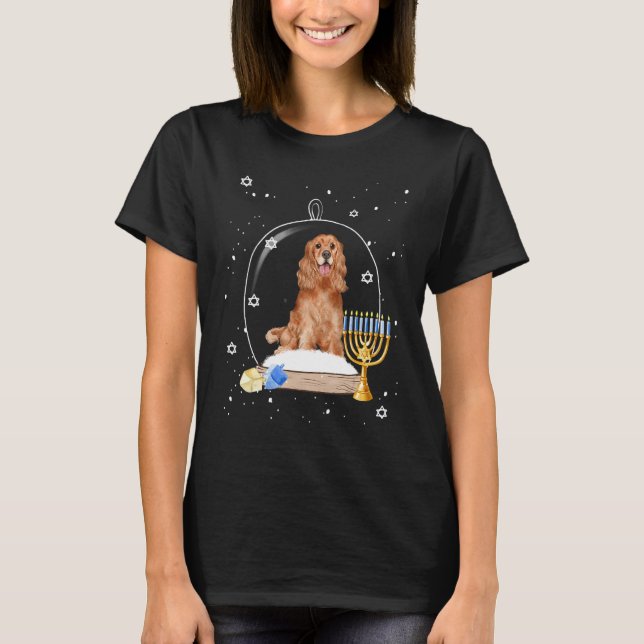 T-shirt Hanukkah Cocker Spaniel. Dog Snow Globe Pajama (Devant)