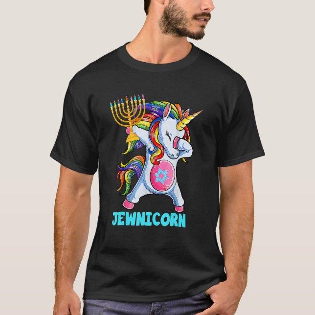 T-shirt Hanukkah Dabbing Unicorn Jewnicorn Chanukah Jewish (Devant)