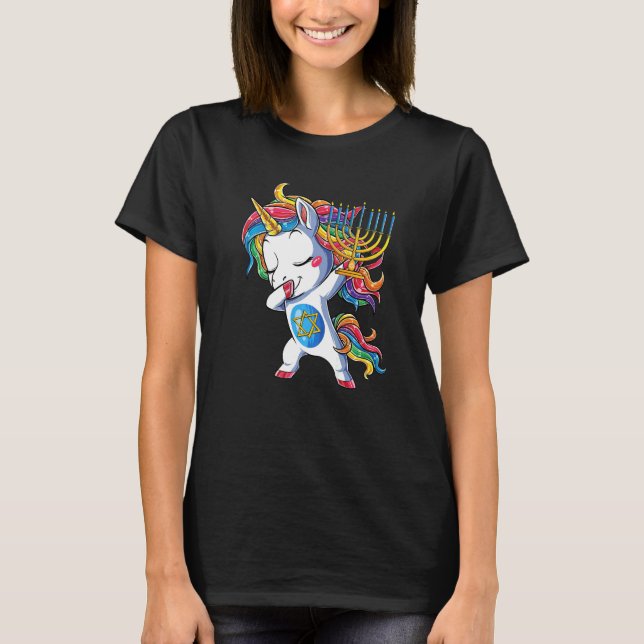 T-shirt Hanukkah Dabbing Unicorn Jewnicorn Chanukah Jewish (Devant)