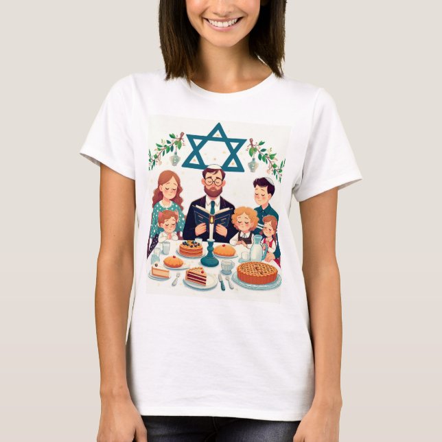 T-shirt Hanukkah de famille multicolore (Devant)