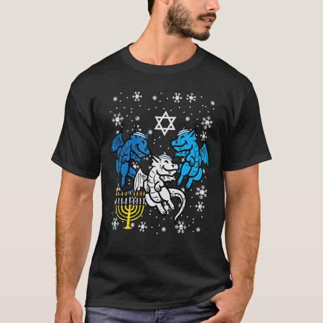 T-shirt Hanukkah Dragons Chanukah Jewish Men Women  Boys G (Devant)