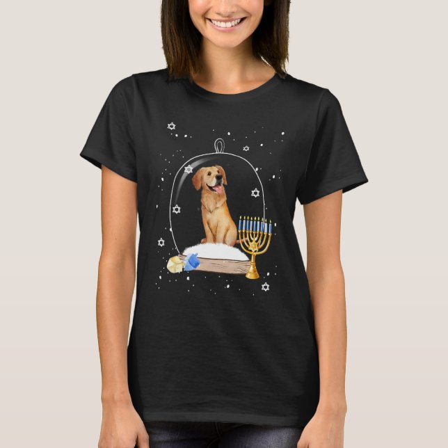 T-shirt Hanukkah Golden Retriever Dog Snow Globe Pajama (Devant)