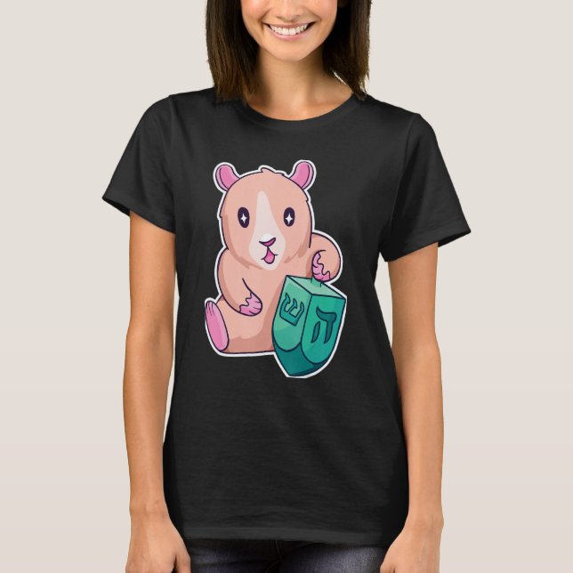 T-shirt Hanukkah guinea pig pet animal  cute  dreidl (Devant)
