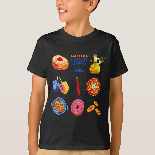 T-shirt Hanukkah Latke Menorah Dreidel Donut Chanukah Jewi (Devant)