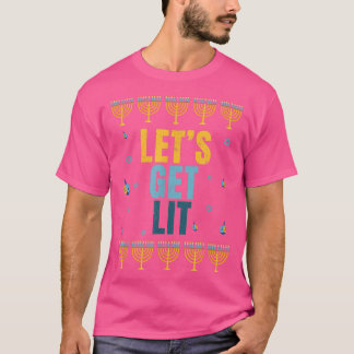 T-shirt Hanukkah Lets Get Lit Vintage Funny Jewish Holiday