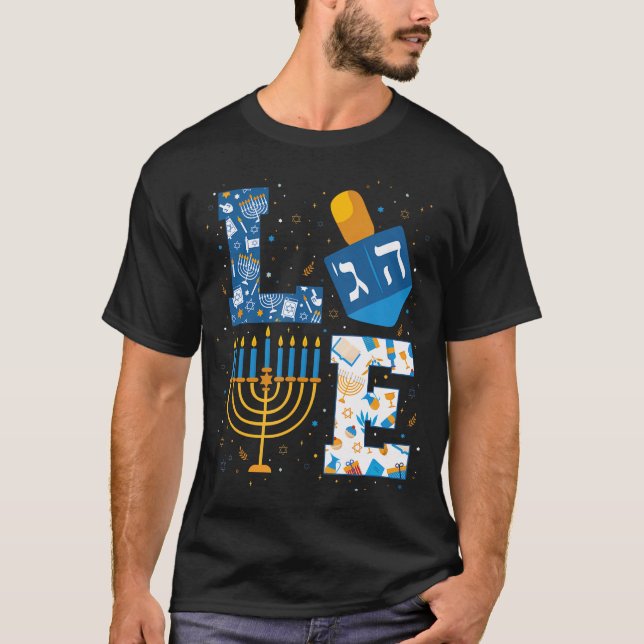 T-shirt Hanukkah Love With Menorah For Jewish Christmas Ho (Devant)