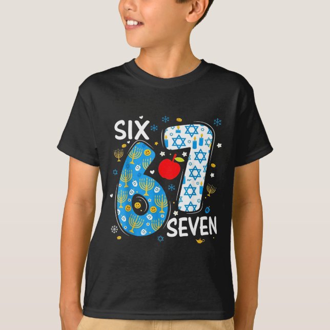 T-shirt Hanukkah Menorah Dreidel 67 Festive Chanukah Six S (Devant)