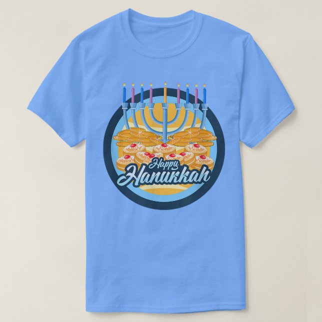 T-shirt Hanukkah Menorah Latkes Doughnuts  (Design devant)