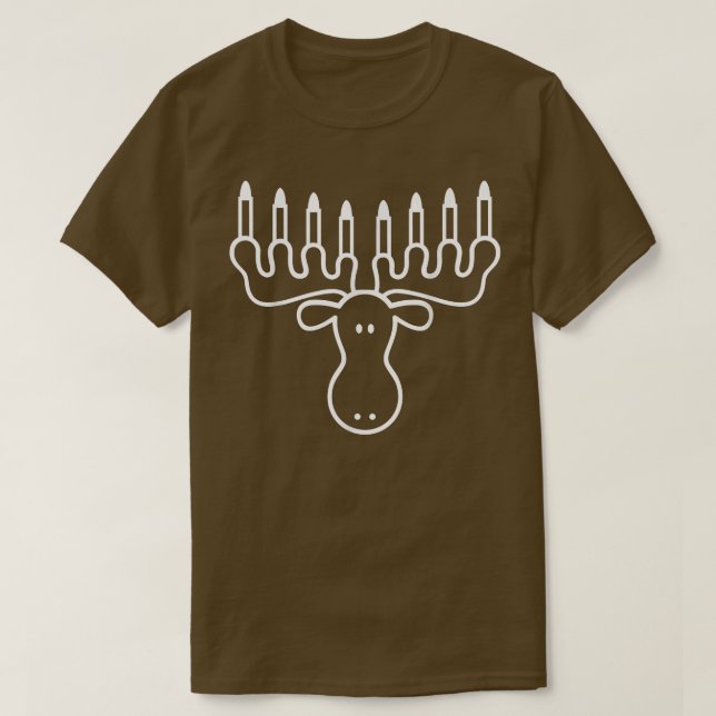 T-shirt Hanukkah Moose Menorah Funny Jewish  (Design devant)