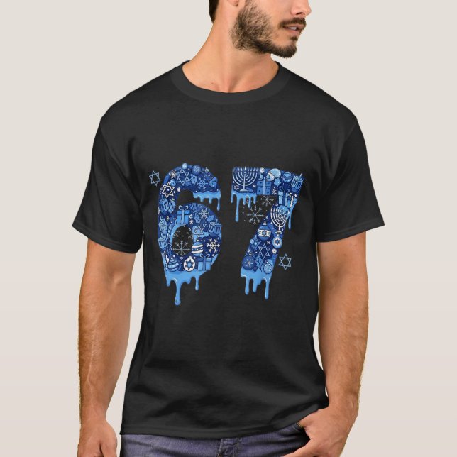 T-shirt Hanukkah Six Seven 67 Meme Funny Dreidel Menorah S (Devant)